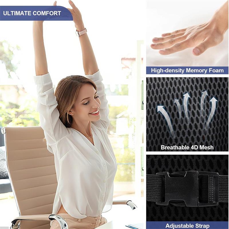 Lumbar Support Pillow For Office Chair, Car Lower Back Pain Relief, Memory Foam