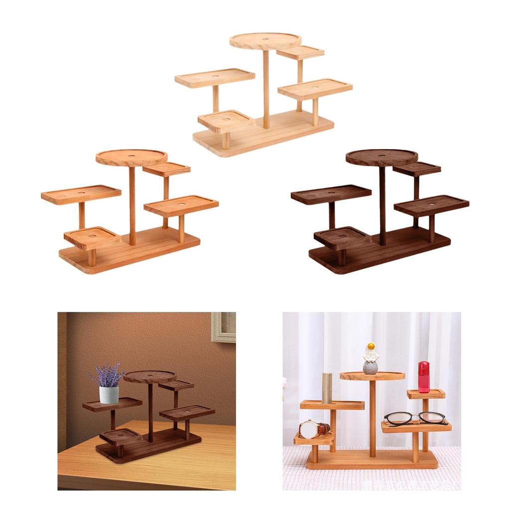 Display Riser Desktop Cabinet Organizer Wood Display Stand Shelf for Dolls