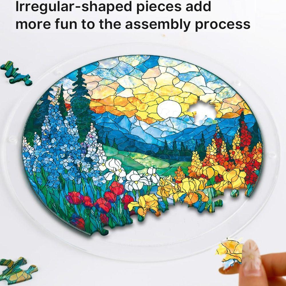 83 Pieces Round Shape Puzzle Suncatcher Acrylic Hanging Ornament Acrylic Puzzle Kit Indoor Display