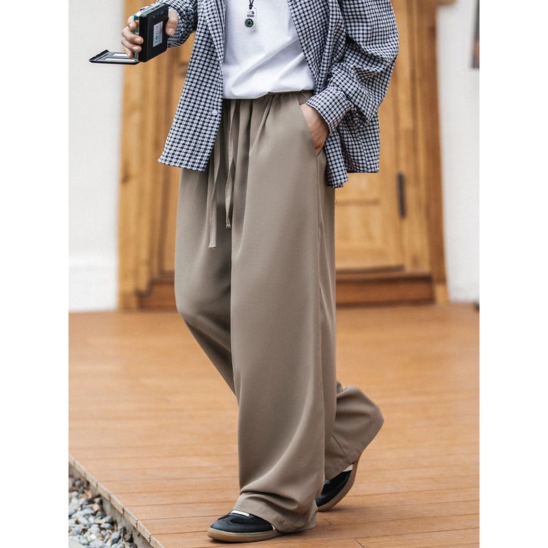 Cool Feeling Wide Leg Casual Pants Men's Loose 2025 Summer New Japan fashion Drape Straight Long Pants Machete Pants Men
