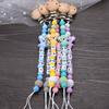 Baby Beech Teether Pacifier Clips Personalized Name Silicone Teether Geometric Crochet Beads Chain Pacifier Clips Nipple Clip