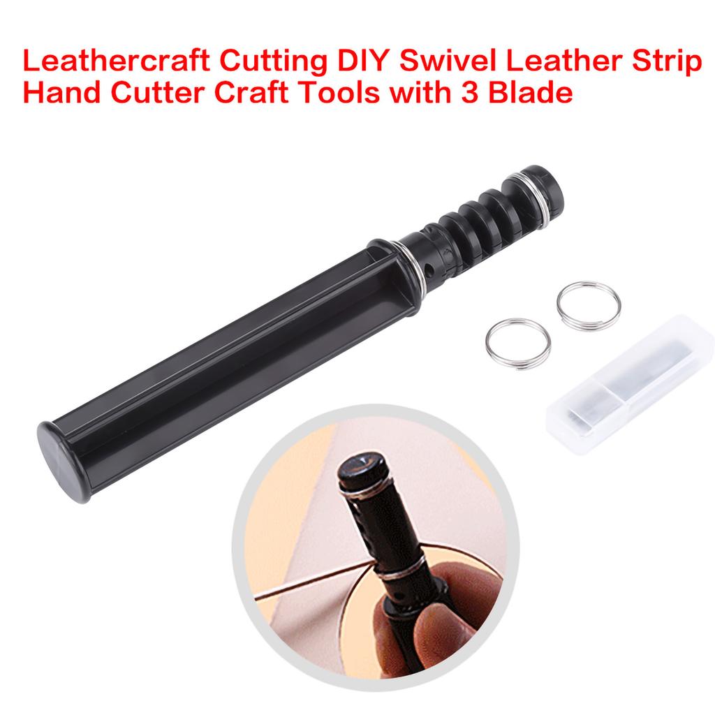 Leathercraft Cutting DIY Swivel Leather Strip Hand Cutter Craft Tools with 3 Blade