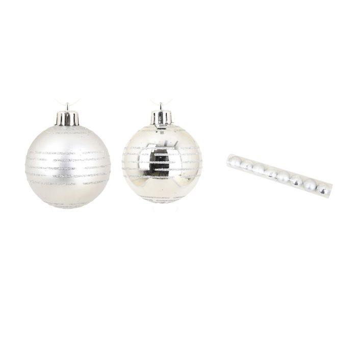 Set de 8 boules decor rayures de noel