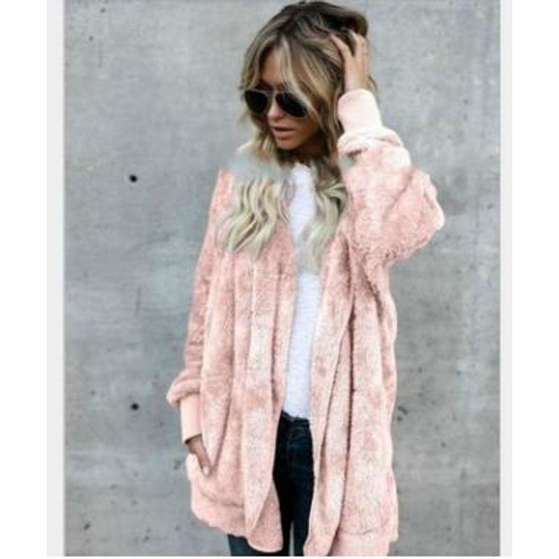 

Warm Medium-Long Hooded Cardigan Coat Heattech Mid Length Long Length Hooded Cardigan Coat Pink L