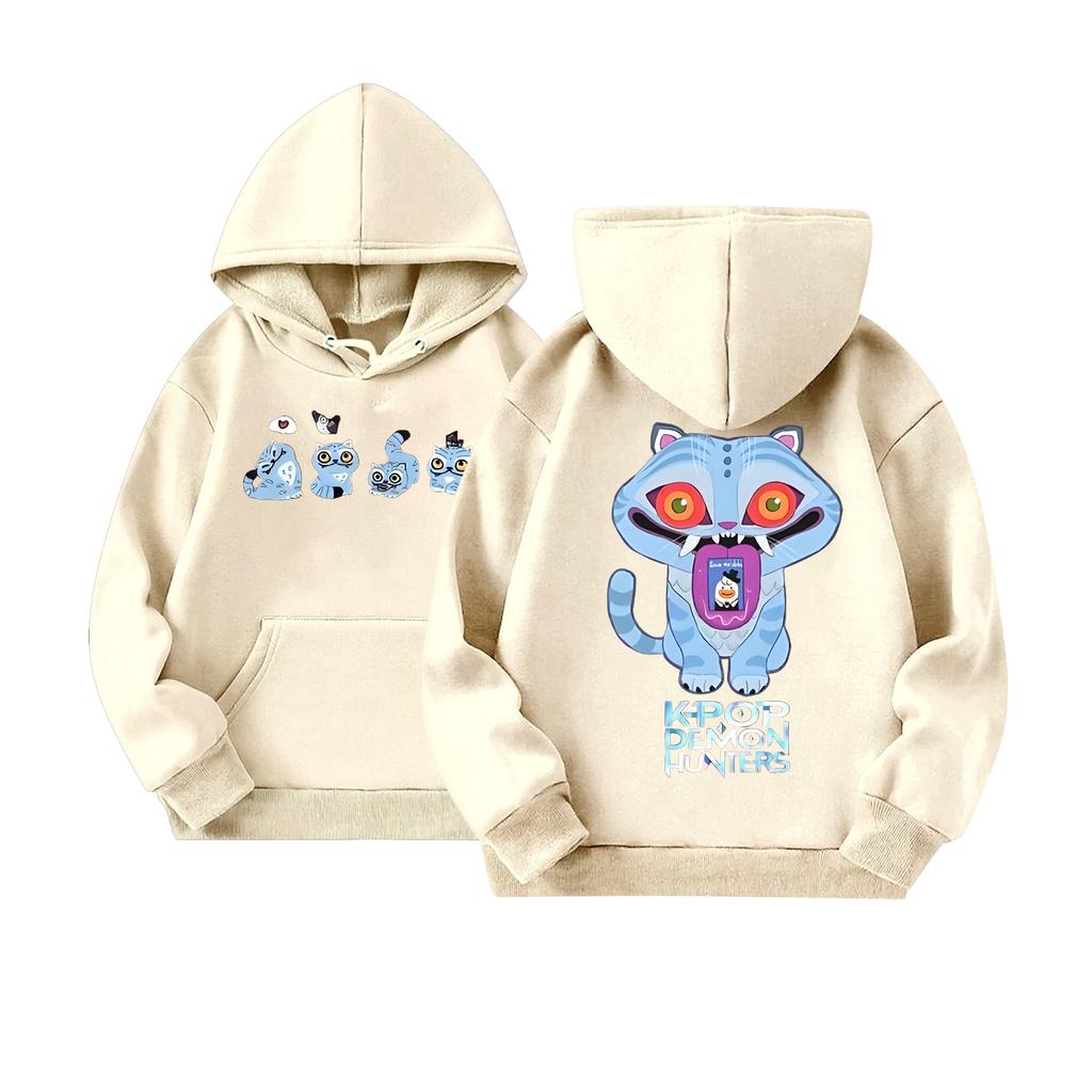 Children's Casual Round Neck Printed Pullover Long-sleeved Hooded Sweatshirt Top