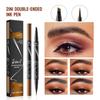 Waterproof Eyebrow Pencil & Liquid Pen, Dual-Ended with 4-Prong Brush Tip for Precise Makeup Application - 1 Piece
