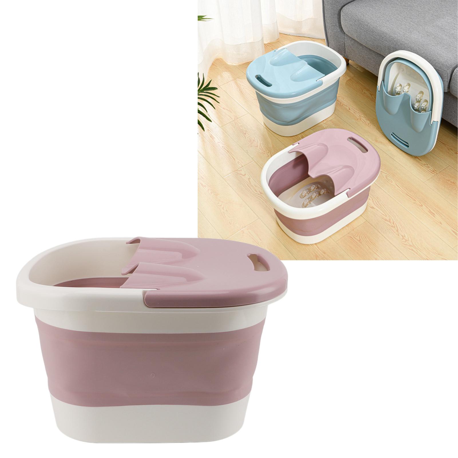 Foot Bath Tub Heightened Collapsible Portable Massage Function with Lid Foot Soaking Bucket for Home