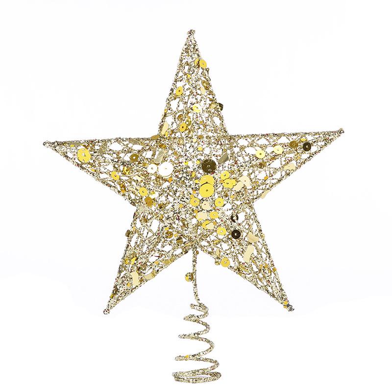 Weihnachtsbaum Gold Glitzer Top Pentagramm Stern Weihnachtsdekorationen für Zuhause Weihnachtsbaum Ornamente Neujahr Festival Dekor