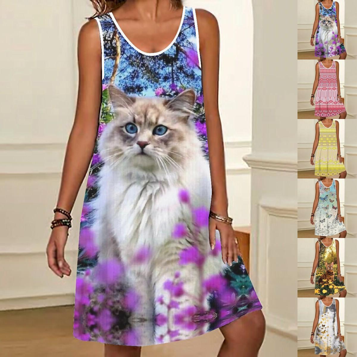 

Лето 2023, новое модное женское платье с принтом, повседневное платье S-2XL