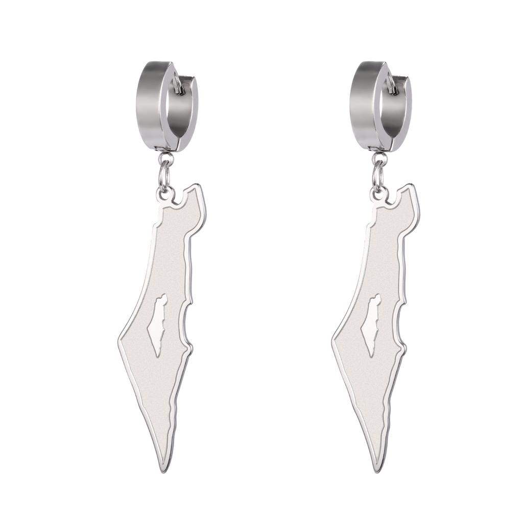Exquisite Country Map Dangle Piercing Earrings Stainless Stee Arabic Calligraphy Geography Earring Amulet Jewelry Gifts