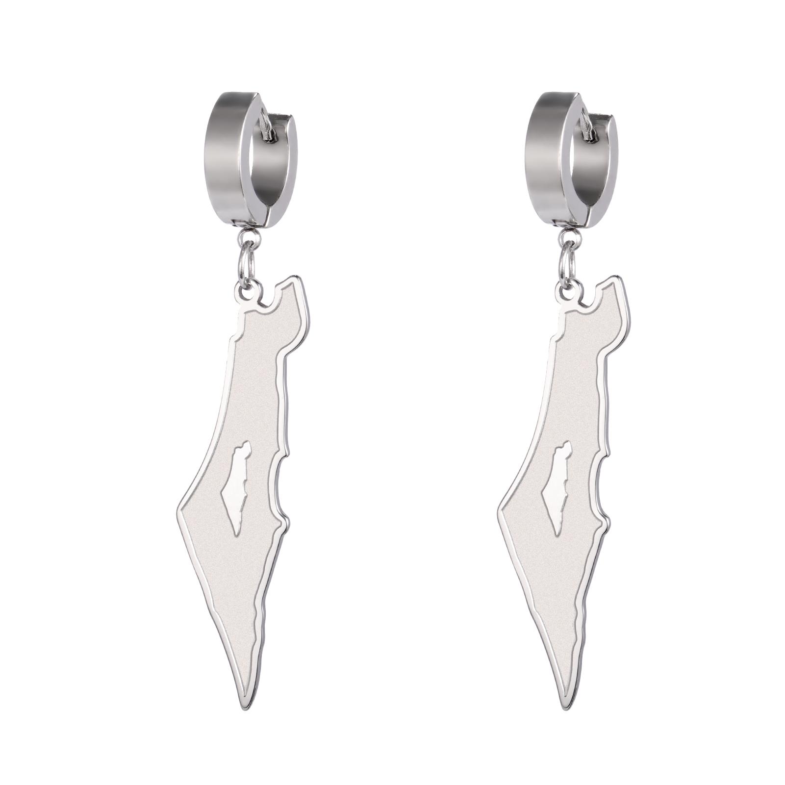

Exquisite Country Map Dangle Piercing Earrings Stainless Stee Arabic Calligraphy Geography Earring Amulet Jewelry Gifts