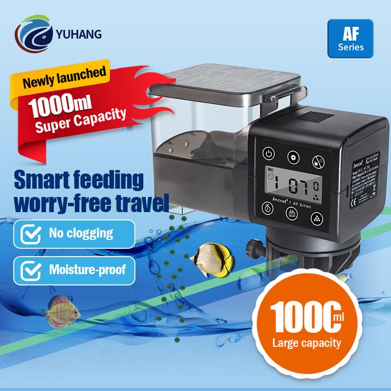 Jecod&Jebao AF Series Modern Square Large-Capacity 750/1000ml Eco-Friendly Plastic Automatic Fish Aquarium Feeder Intelligent AF-750
