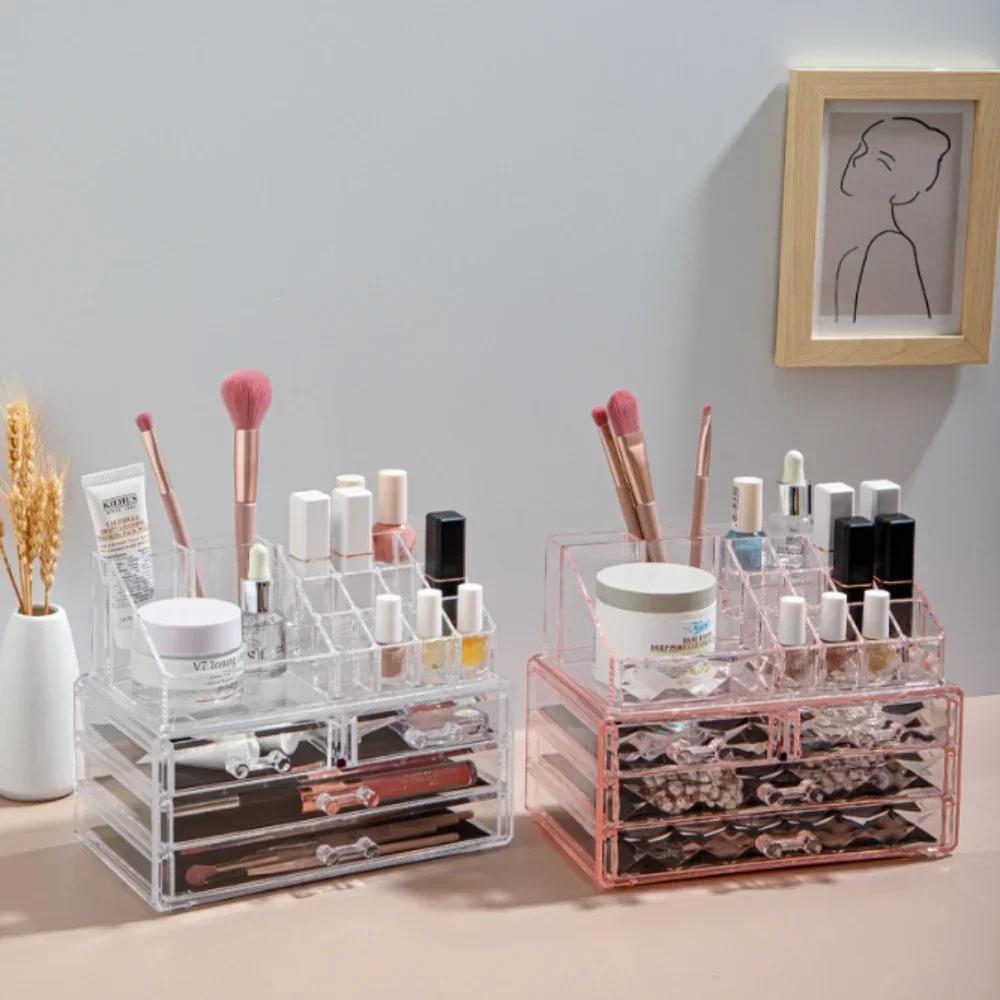 Desktop Skincare Storage Rack Cosmetics Storage Box Household Storage Organizer Shelves Transparent Dust-proof Plastic Box