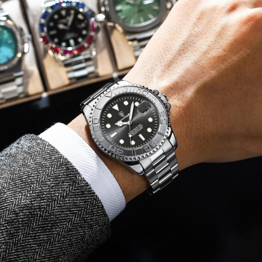 POEDAGAR Top Luxury Male Watch Waterproof Luminous Date Watch Stainless Steel Clock Sport Fashion Quartz Watches