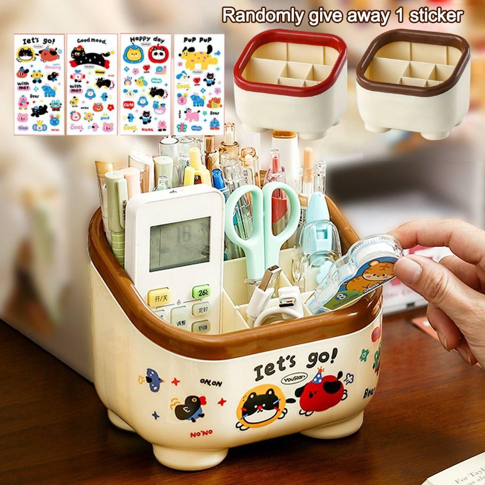 Cartoon Pattern Penholder Large Capacity Stationery Box Cute Table Storage Box