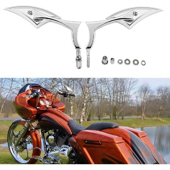 Rich Choices Chrome Motorcycle Blade Rearview Side Mirrors Comptible with Harley Road King Street Glide FLHX Road Glide Cruiser Chopper