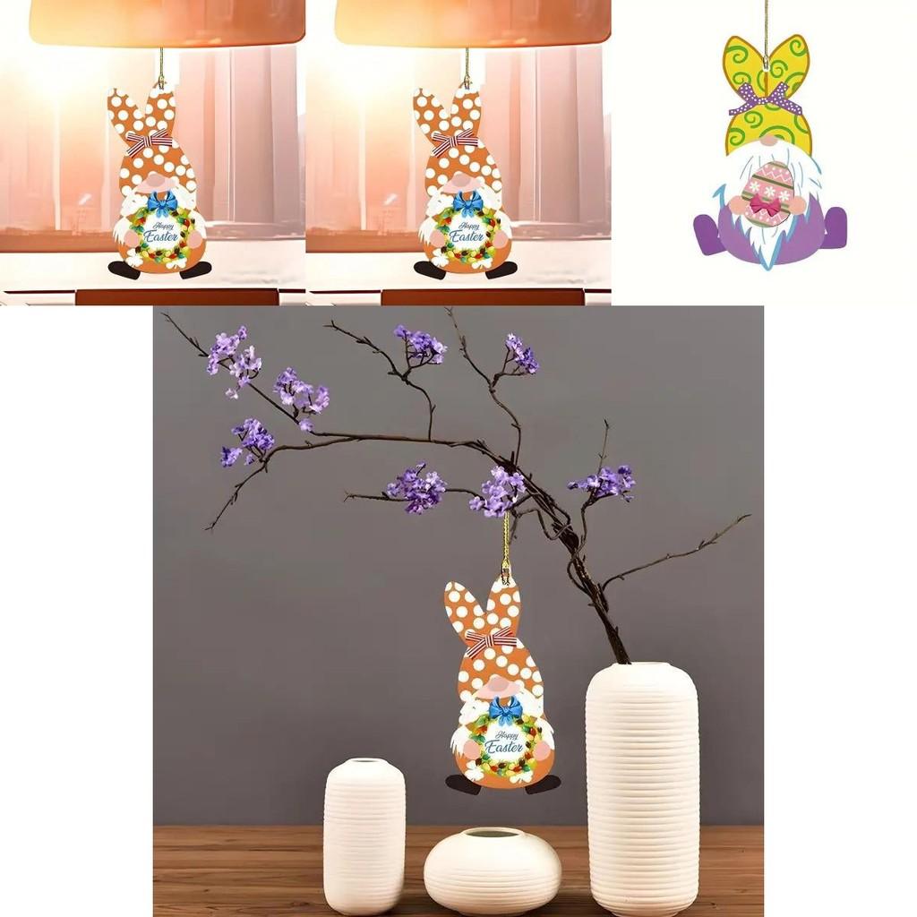 Delightful Cartoon Acrylic Easter Gnome Bunny Car Pendant For Stylish Interior Accents