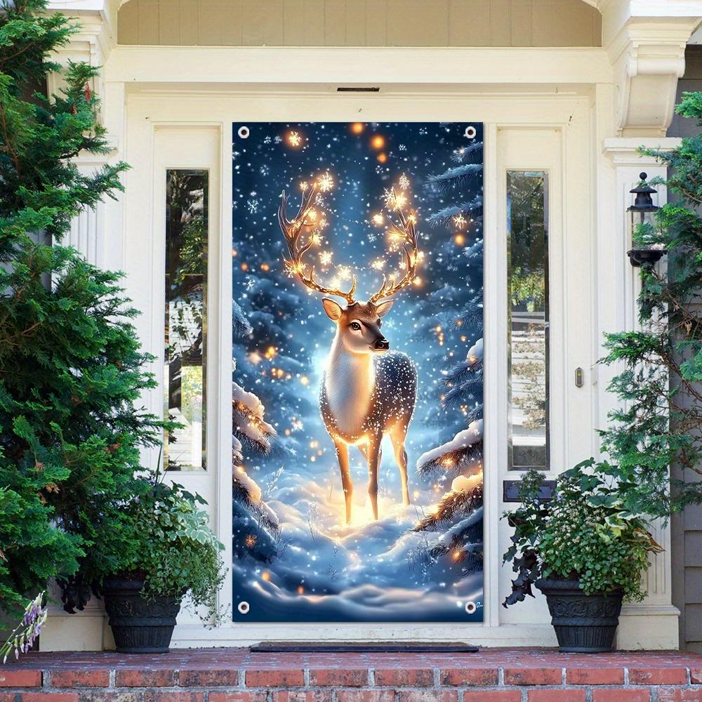 Colorful Reindeer and Snowflake Christmas Flags Easy To Hang Design for Indoor and Outdoor Holiday Decorations