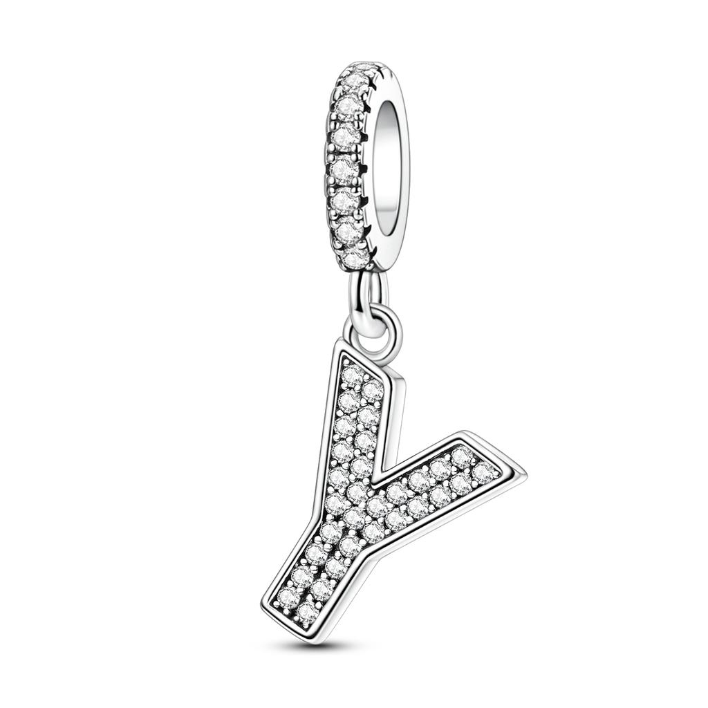 Pingente Pendurado de Cobre 26 Letras A-Z Pingente de Soletrar Zircônia Serve Pulseira Diy Joias Femininas