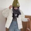 Tofu cubes winter new down jacket women's thickened round neck loose white duck down bread jacket
