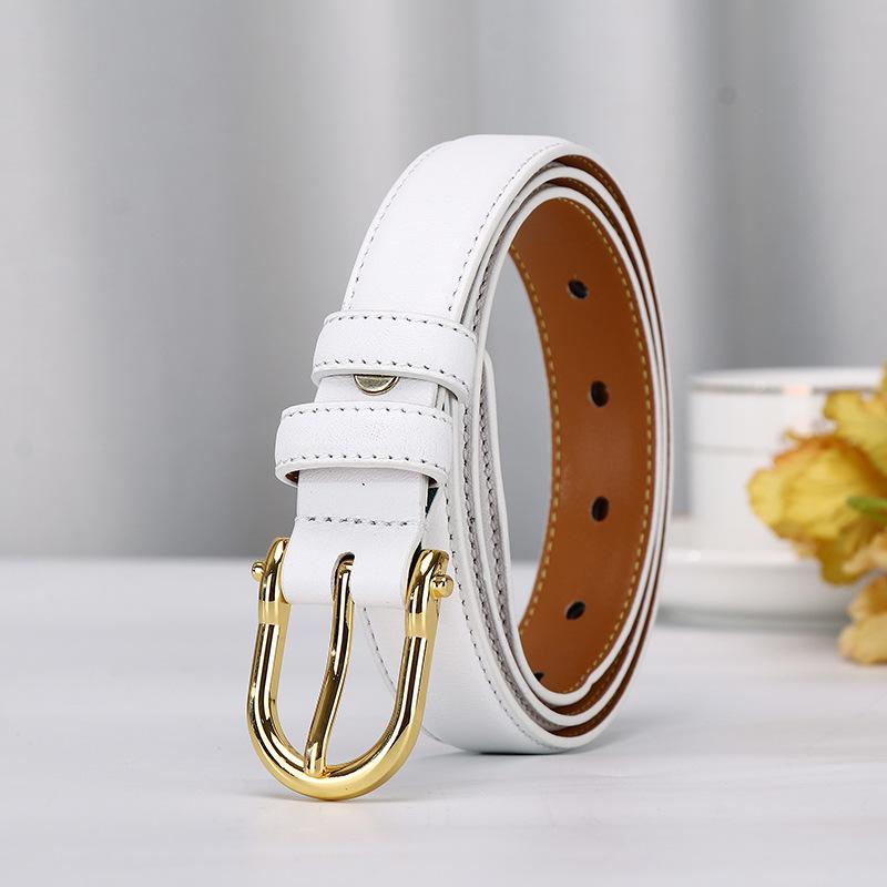 2.4Cm New Korean Version Of Simple Fashion Trend Belt Women'S Genuine Leather First Layer Cowhide Versatile Casual Pants Belt Belt