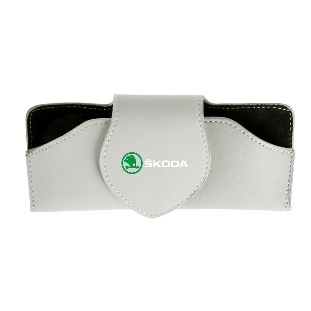 Car Leather Glasses Case Sun Visor Sunglasses Clip Organizer Box For Skoda Octavia VRS VII Rapid Kodiaq Fabia Karoq Superb Scala