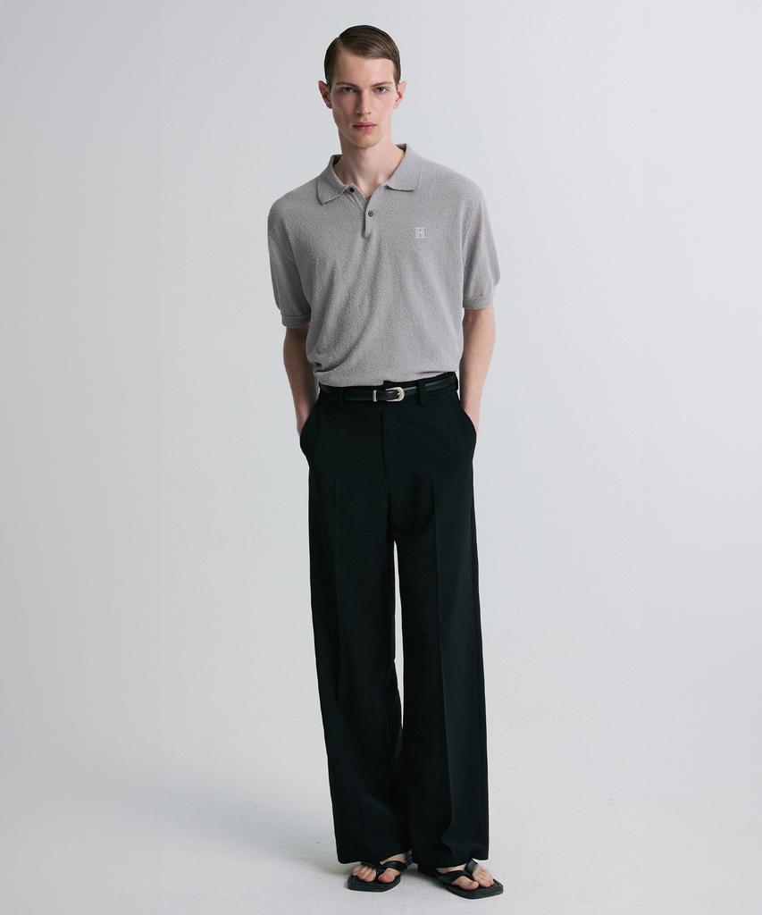 Liimaen Boucle Knit Polo Shirt Gray