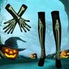 Leuchtende Skelett-Socken Skelett-Handschuhe Leuchten im Dunkeln Strumpfhosen Skelett-Knie Hohe Socken Halloween-Kostümzubehör