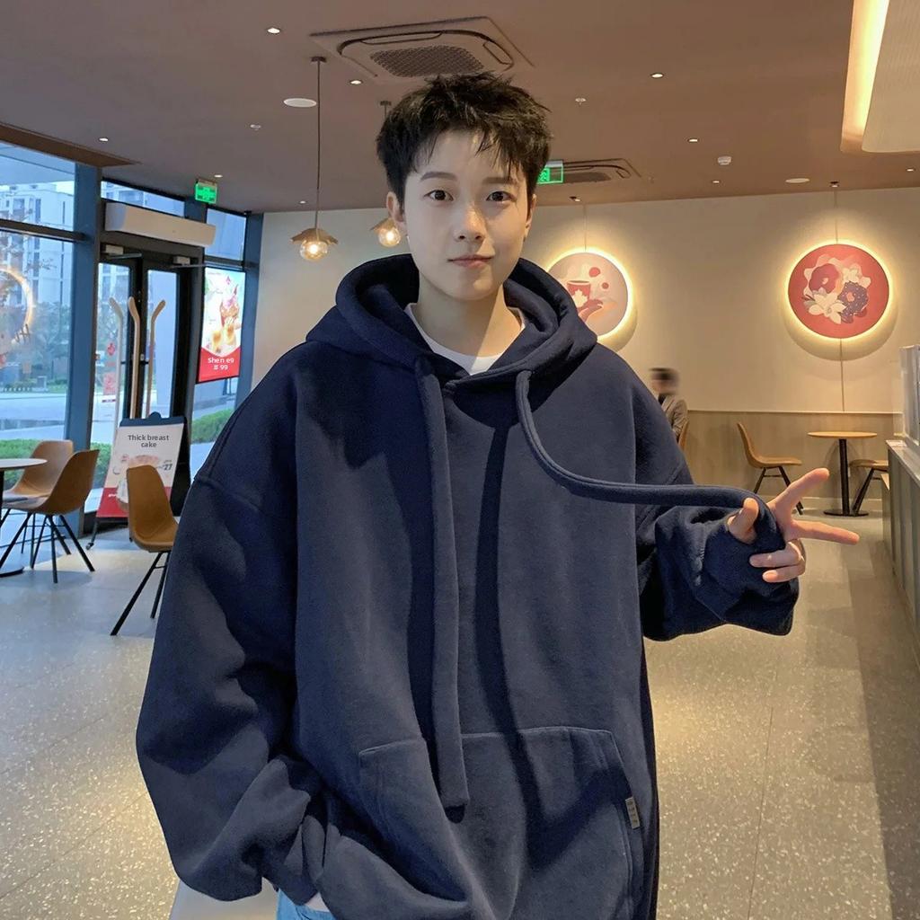 Heavyweight Hoodie Men's Loose Fit Spring Autumn Top Trendy Japanese Brand Casual Outerwear Sweatshirt for Male Students