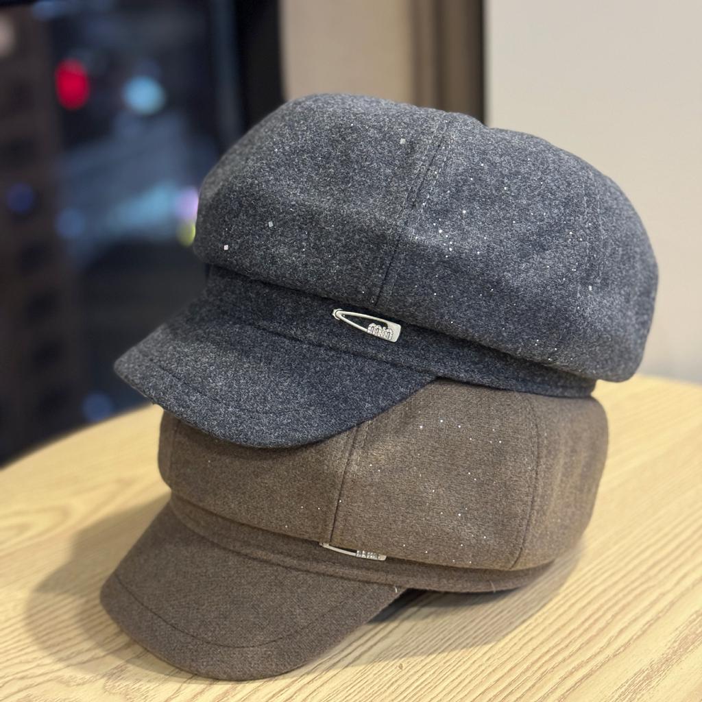 Retro Simple Fashionable Versatile Octagonal Hat for Women Autumn and Winter Painter Hat Newsboy Hat Small Face