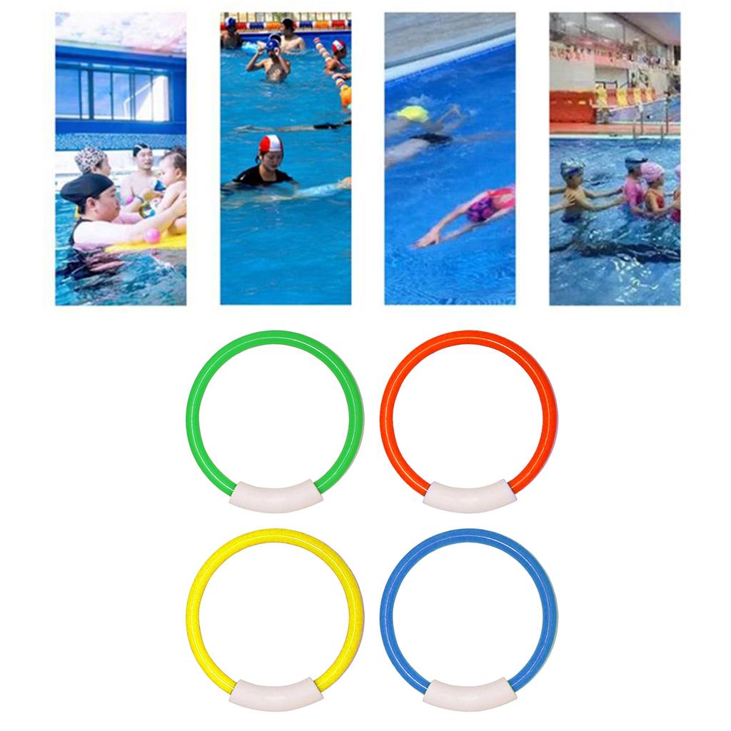 4pcs Underwater Pool Diving Toy Set For Kids Adult Colorful Dive Rings Toy For Swimming Training Fun Water Activity