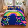3pcs Rainbow Flowers Bedding Set, Breathable And Soft, Suitable for All Seasons Machine Washable, Suitable for Bedroom Decoration,yy250822138