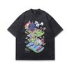 Shirt Short Sleeve Loose Men'S Men'S Shirt Washed T Street Summer Printing Cartoon T Straight Cotton