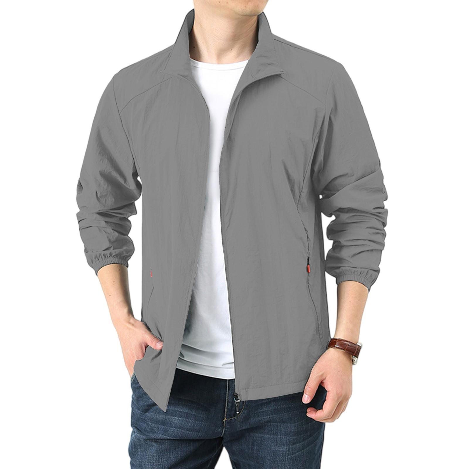 

Мужская летняя легкая и однотонная уличная свободная одежда большого размера, защищающая от солнца, водонепроницаемая ветровка XL