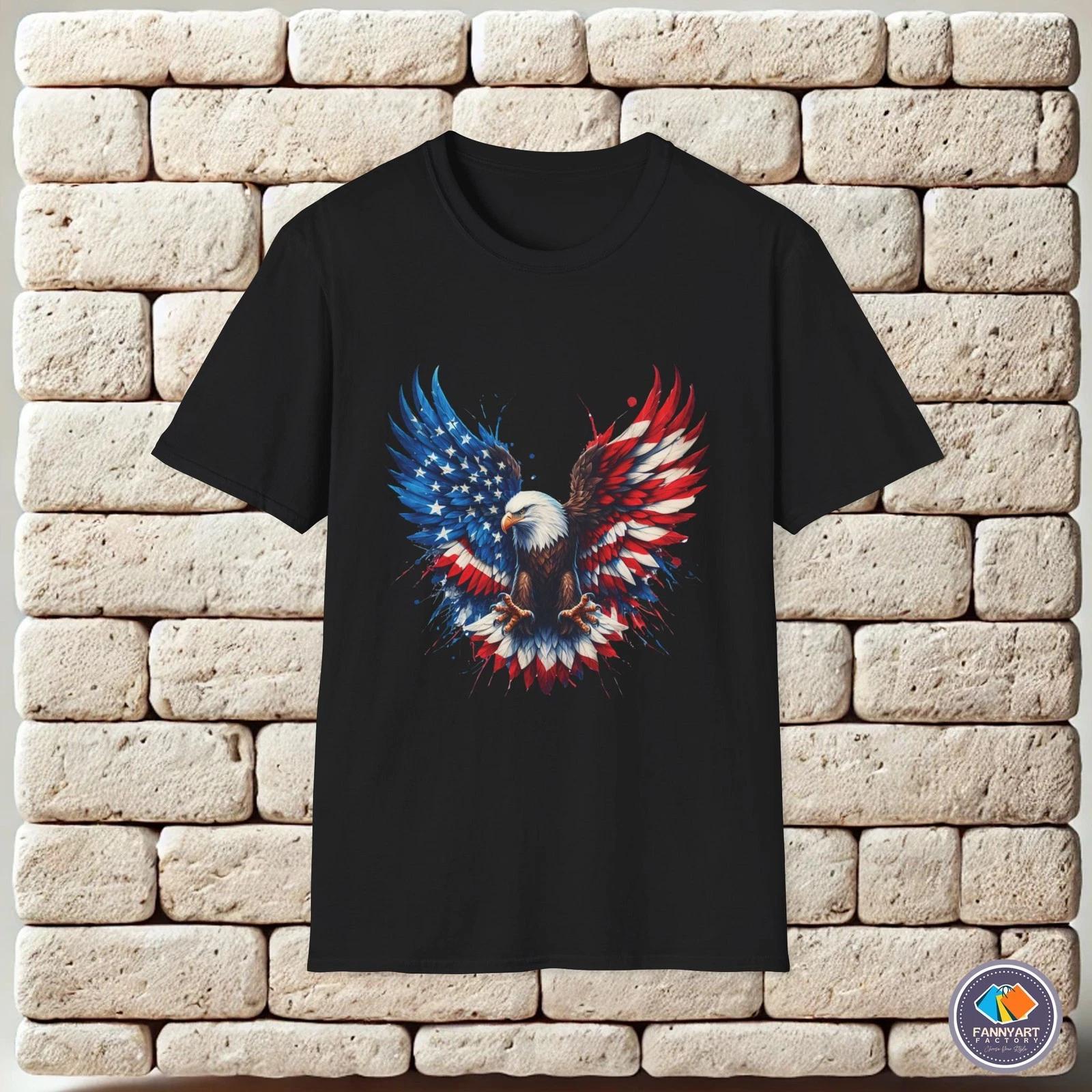 Bald Eagle with Flag Wings Unisex T-Shirt 3XL
