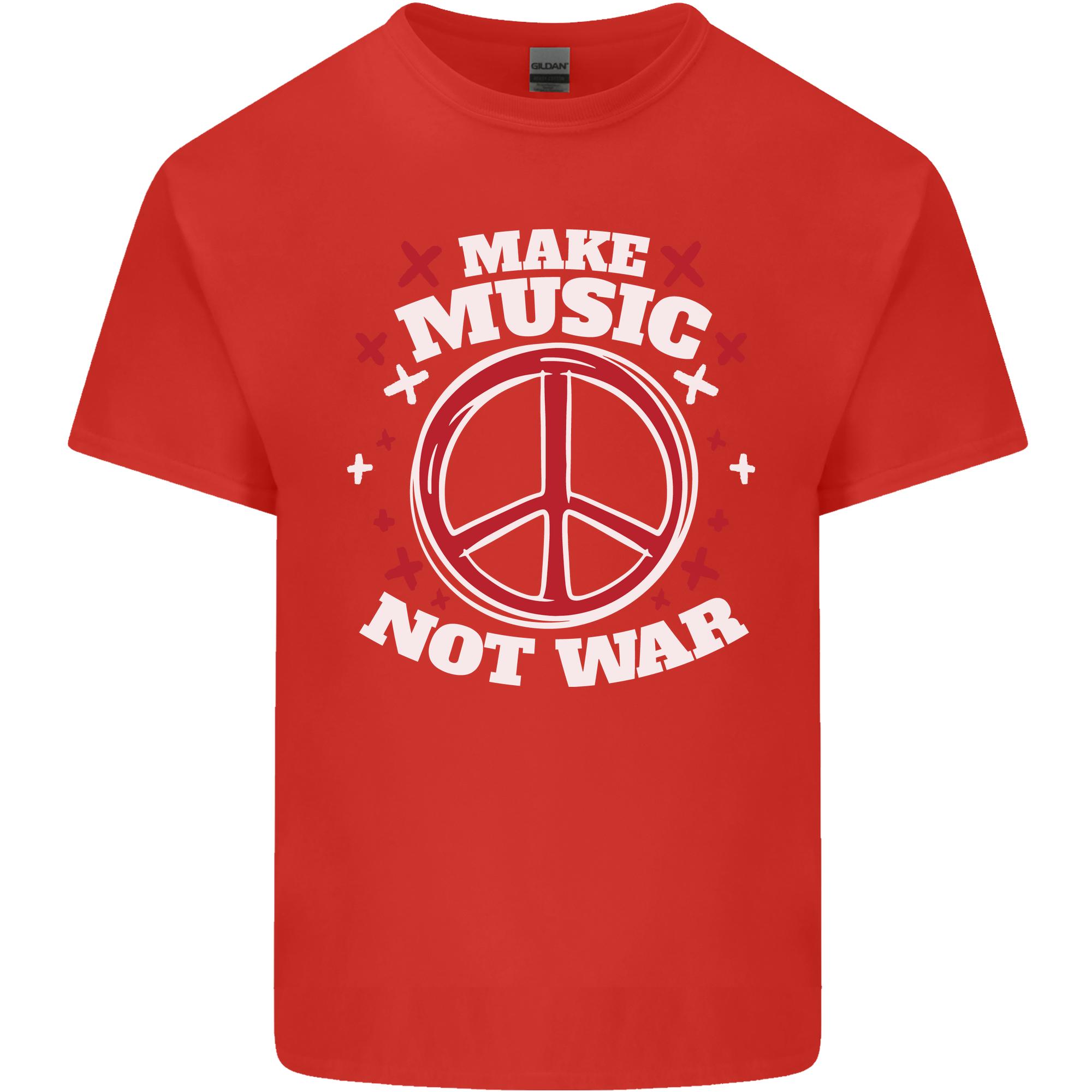 Make Music Not War Peace Hippy Rock Antiwar Unisexs Light Cotton TShirt S