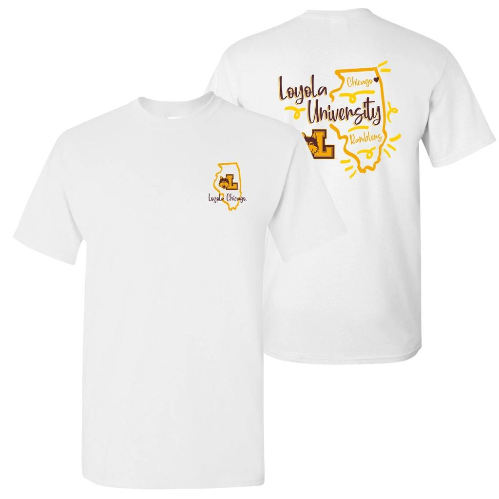 Loyola Chicago Ramblers Playful Sketch T Shirt - White