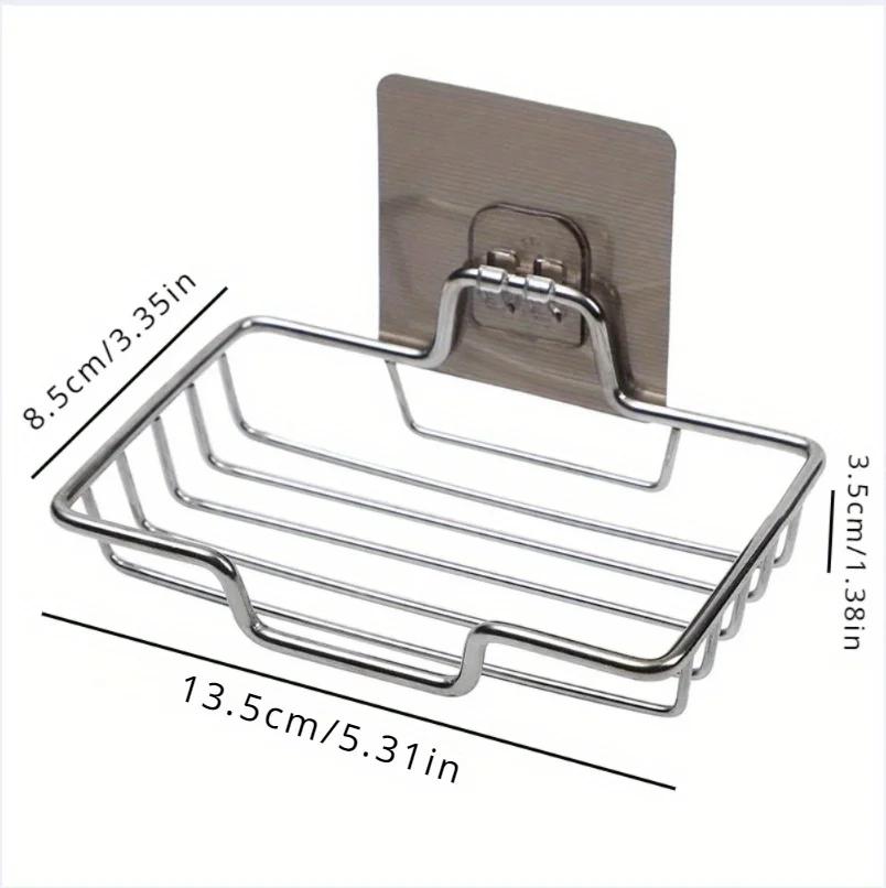 Wall Mounted Soap Holder Stainless Steel Soap Sponge Dish Bathroom Accessories Soap Dishes Self Adhesive