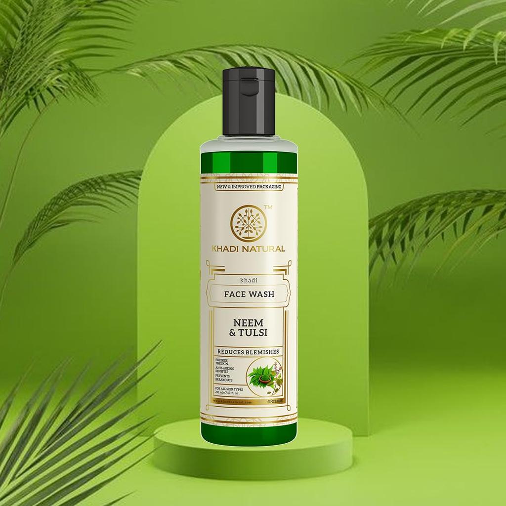 KHADI NATURAL Neem & Tulsi Face Wash 210 Ml Pack Of 1 | Acne Oil Control | Purifying Daily Cleanser For All Skin Types