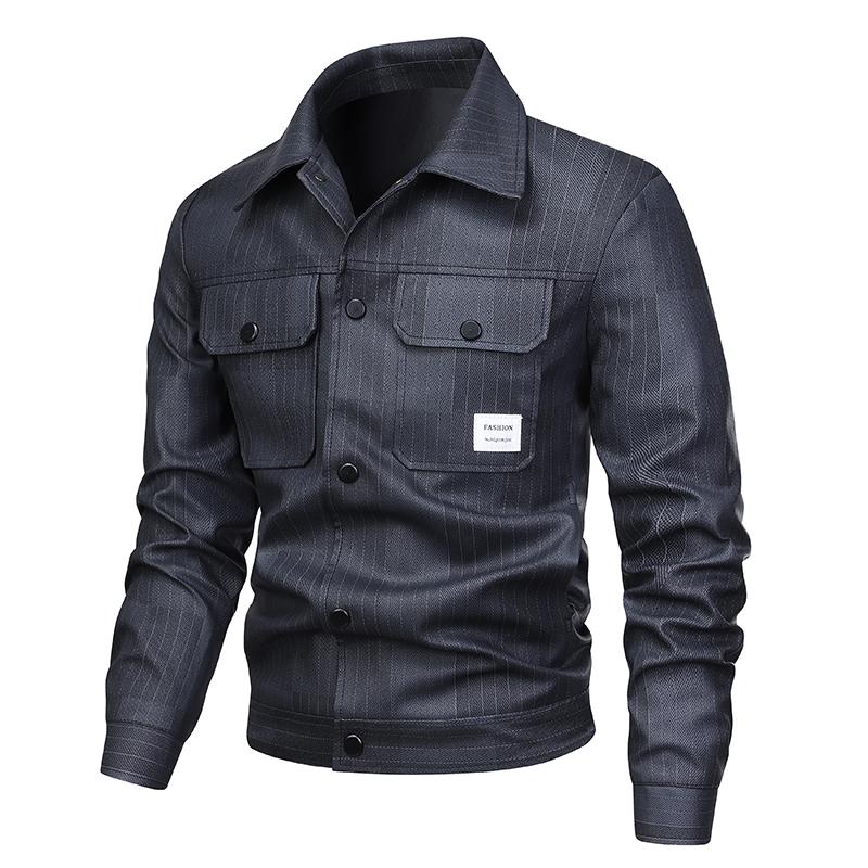 

Business Men s Leather Jacket Autumn Winter Casual PU Leather Biker Jackets for Men Vintage Motorcycle Jacket Fashion Lapel Coat XXXL сірий