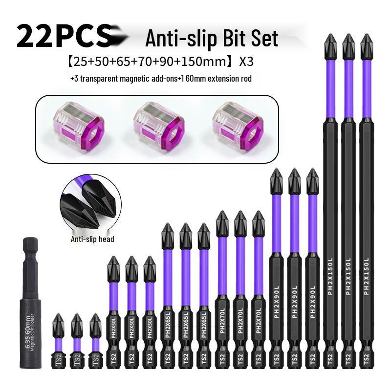 D1 Magnetic Phillips Head Screwdriver Bit: Anti-slip, Shock-resistant, High Hardness with Strong Magnetic Grip