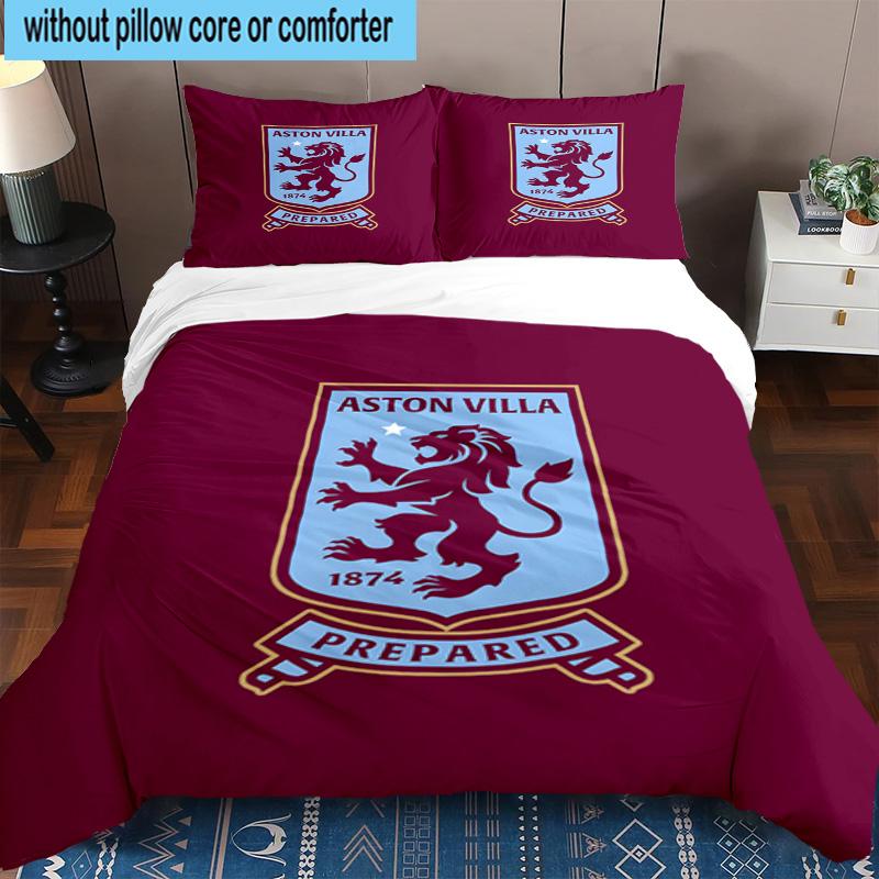 Set Biancheria da Letto Stampato Aston Villa Football Club 3 Pezzi Copripiumino Chiusura Include 1 Copripiumino e 2 Federe Set Biancheria da Letto Arredamento Casa Regali