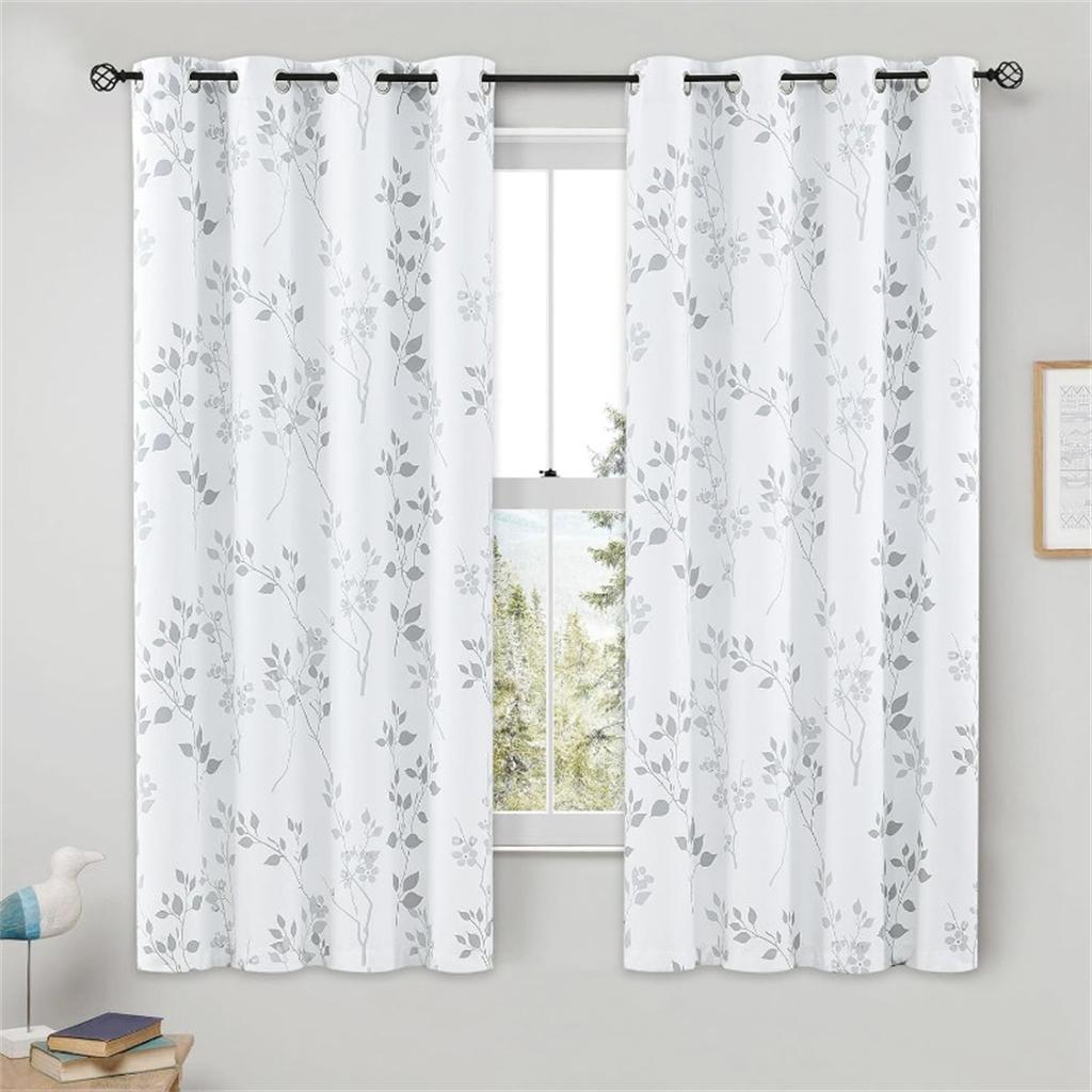Refreshing Floral Print Pattern Curtains Blue Brown Floral 2 Pcs Living Room Bedroom Kitchen Balcony Blackout Decor