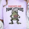 Pancakes And Panic Attacks Comfort Color Shirt, Cool Frog Humor Tee, Retro Humorous Frog Tee, Pancakes and Frog Shirt, Vintage Graphic Shirt