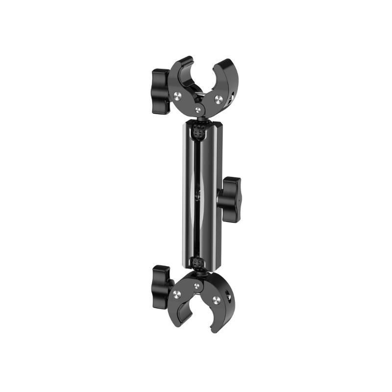 Double Head Clamp Selfies Stick Holder for Action Cameras On Motorcycles or Bicycles with Easy Installation