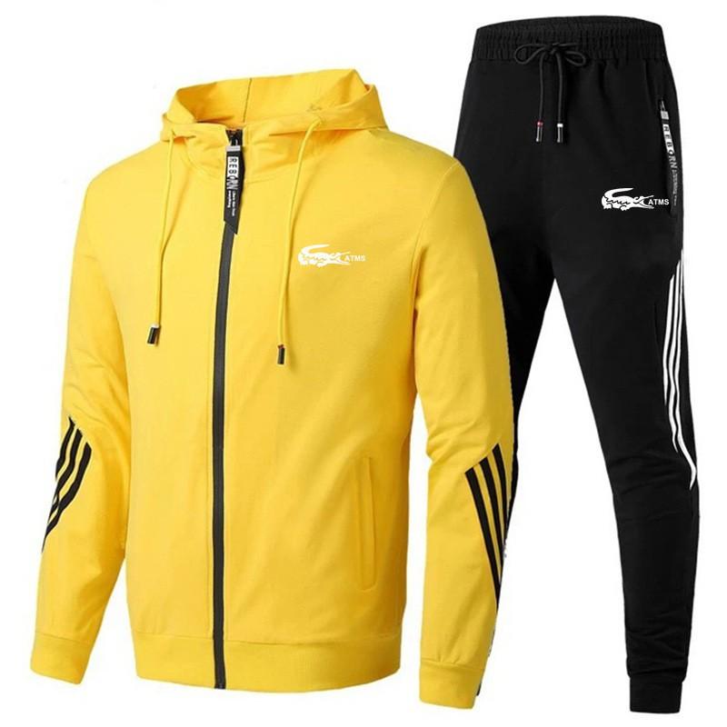 Mens Cotton Blend Hooded Sweatshirt Jogger Set Casual Sportswear Outfit