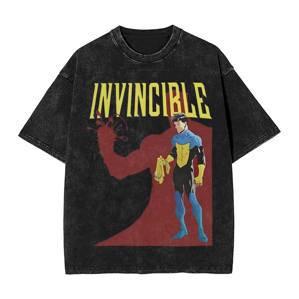 Comic Invincible OmniMan Washed Tshirt Men Women Summer Cotton YK Clothing Vintage Fashion Round Neck Short Sleeved Tee