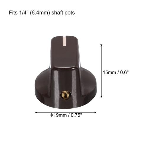 uxcell Knobs, Shaft Hole Guitar Ampere Effect Pedal Knobs, Pointer Control Knobs with Set Screws, Coffee, 6.4mm, 5 Pieces