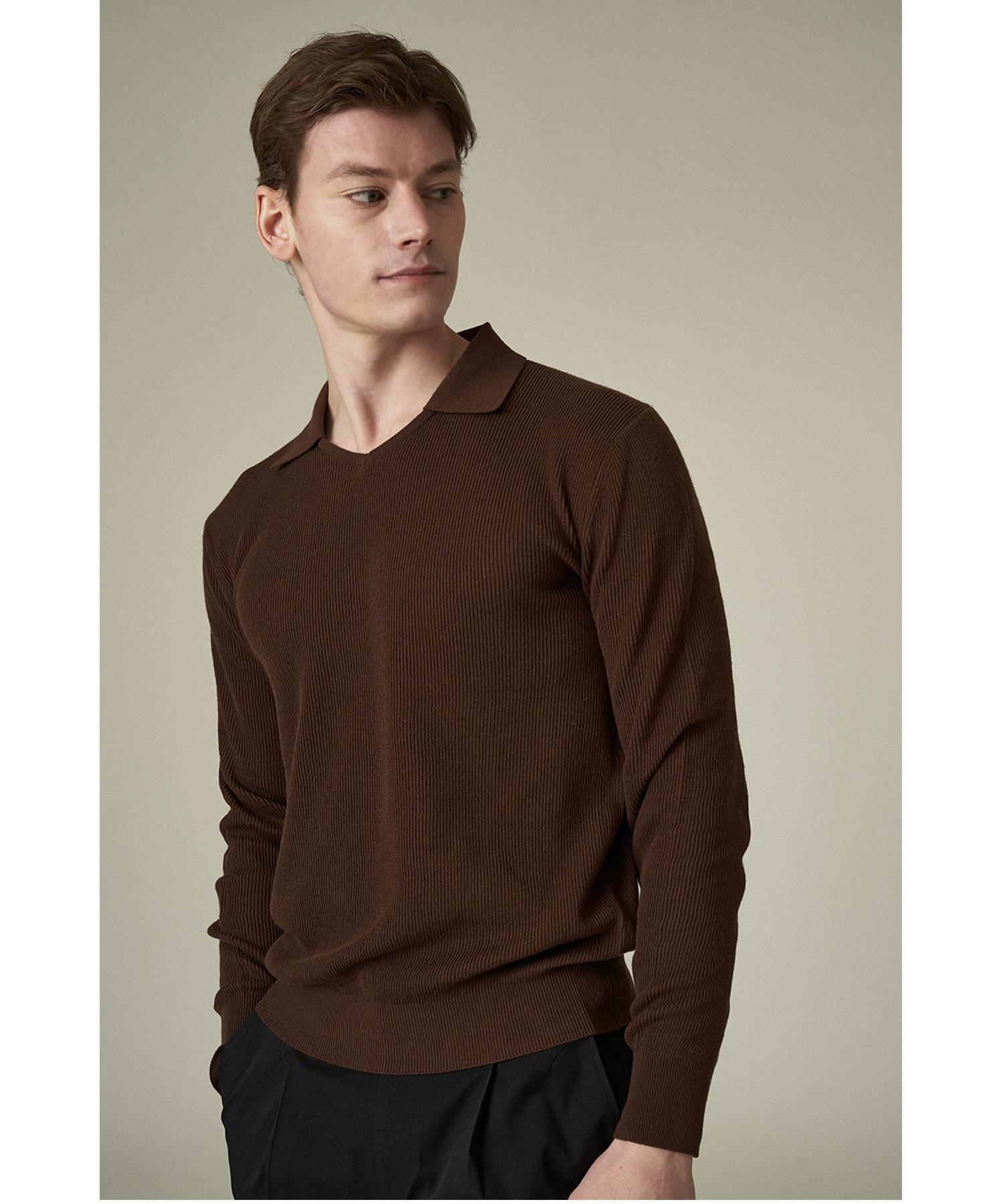 Iolo Light Cotton V-Collar Sweater_Brown Brown/Xl