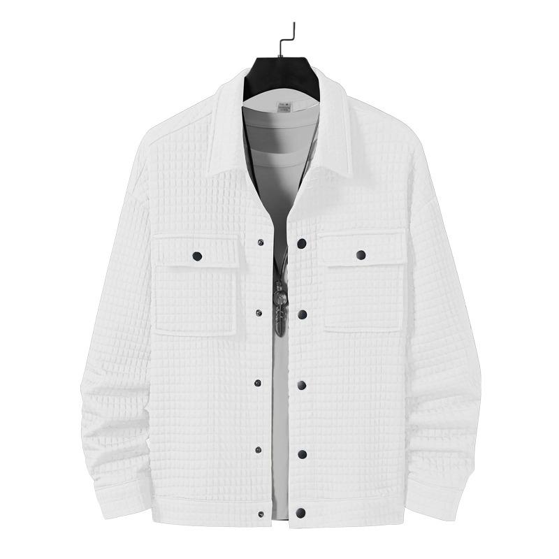 New TEMU Spring and Autumn Men's Casual Jacquard Small Checked Loose Jacket Shirt